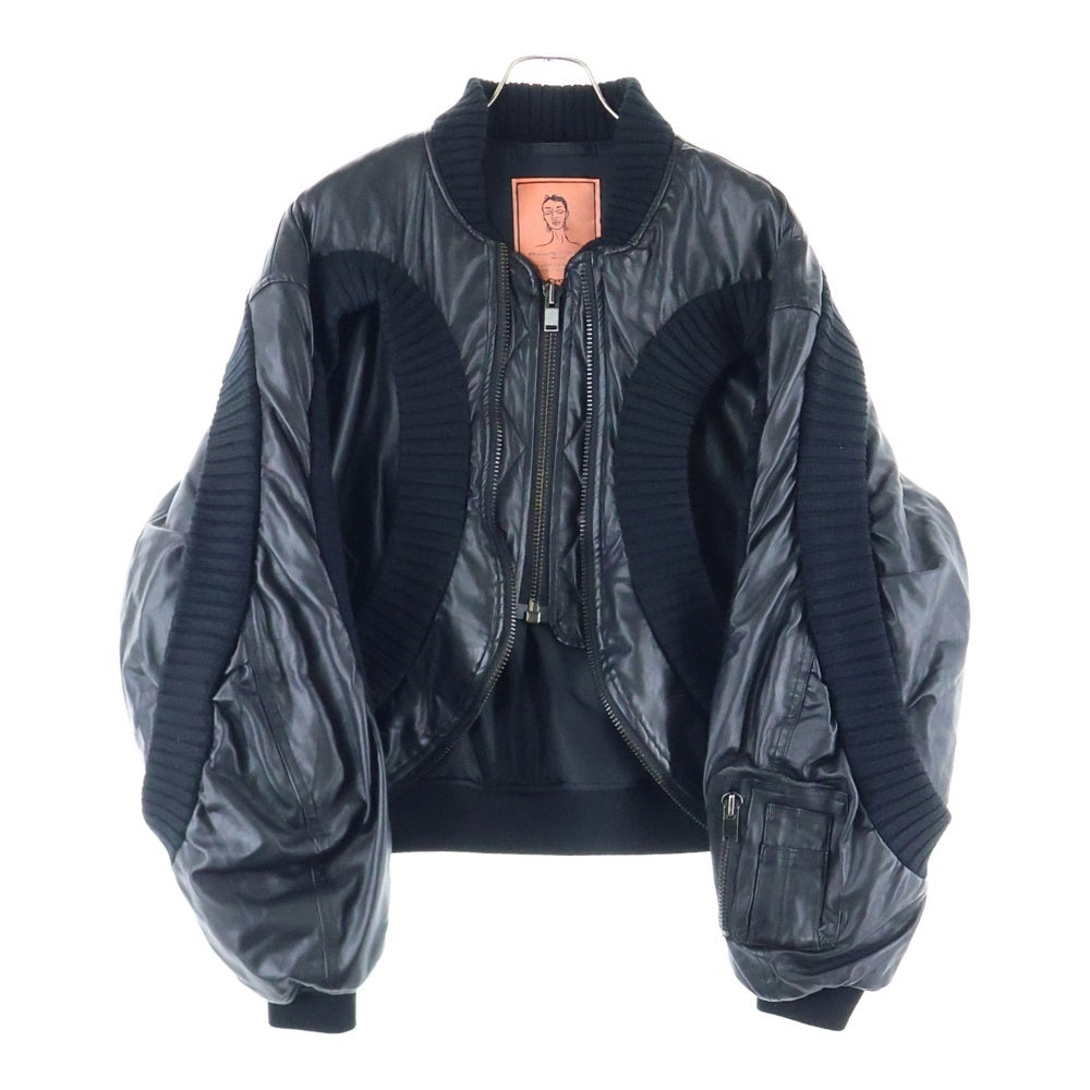 NO BRAND(ノーブランド) Cycle by MYOB/20AW フェイクレザーラウンドショートジャケット MA-1 cycle-20aw-001 ブラック