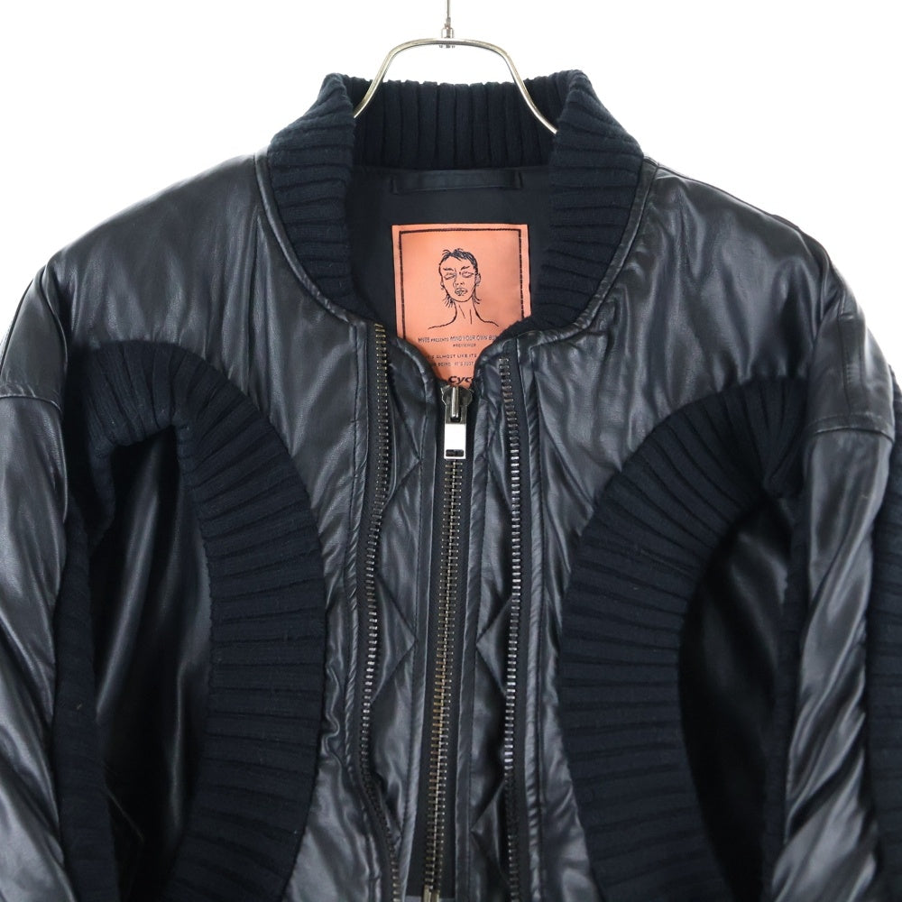 NO BRAND(ノーブランド) Cycle by MYOB/20AW フェイクレザーラウンドショートジャケット MA-1 cycle-20aw-001 ブラック