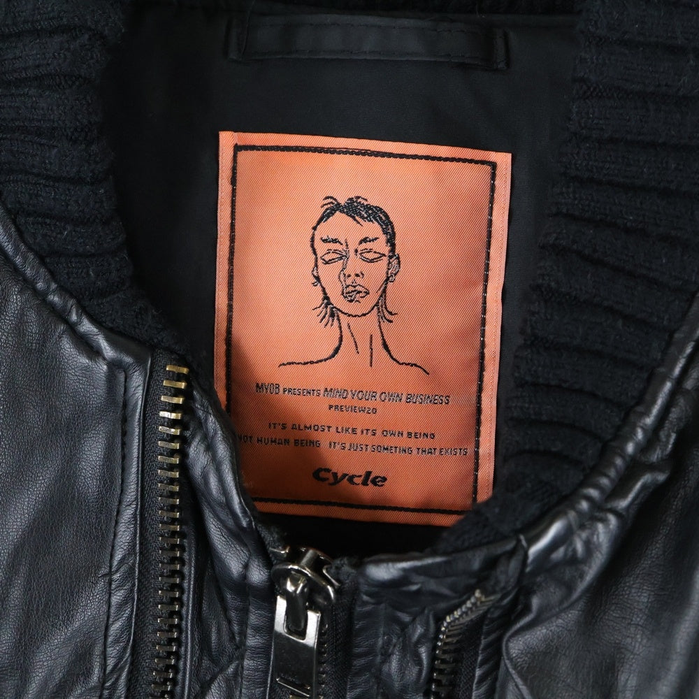 NO BRAND(ノーブランド) Cycle by MYOB/20AW フェイクレザーラウンドショートジャケット MA-1 cycle-20aw-001 ブラック