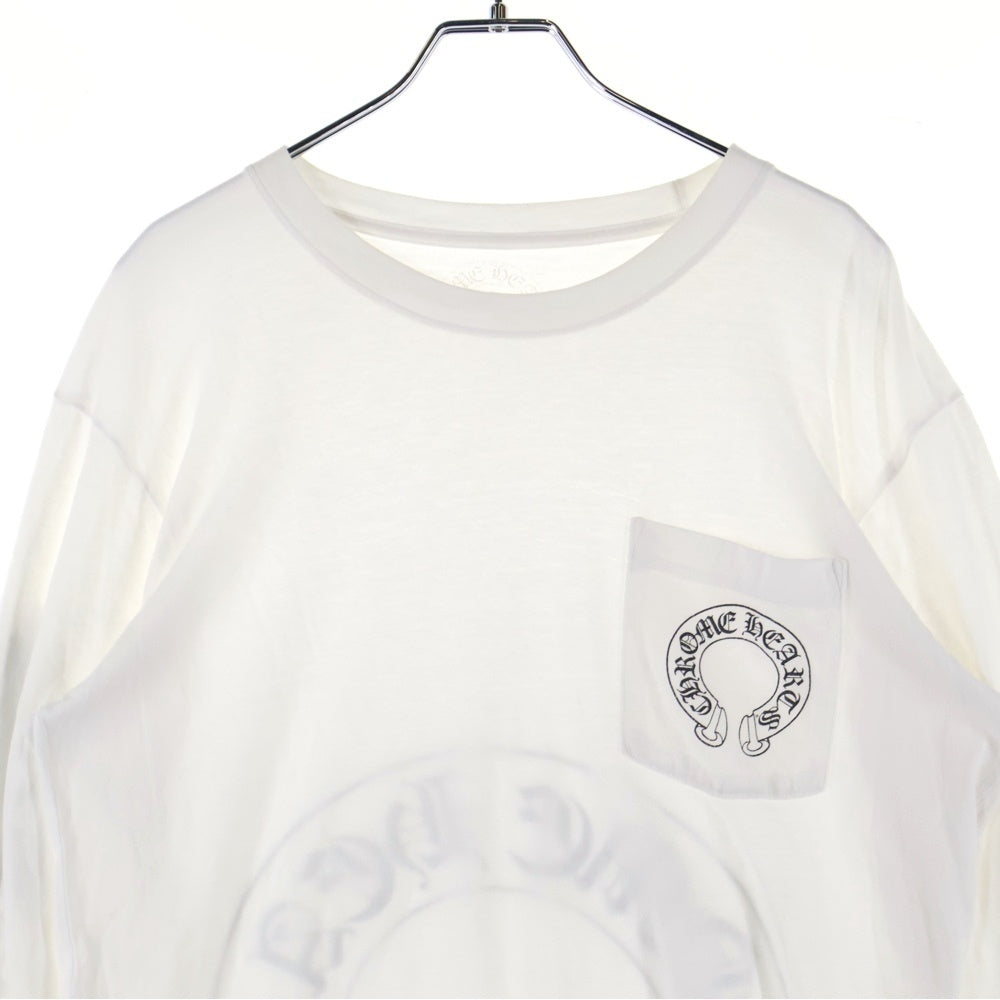 CHROME HEARTS(クロムハーツ) Horseshoe Arm Floral L/S Tee バックホースシュー アームフローラル 長袖Tシャツ ホワイト