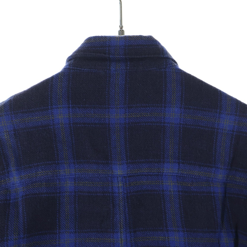 CHROME HEARTS(クロムハーツ) LOOSE END ルーズエンド 袖クロスパッチ付きチェック長袖シャツ ブルー
