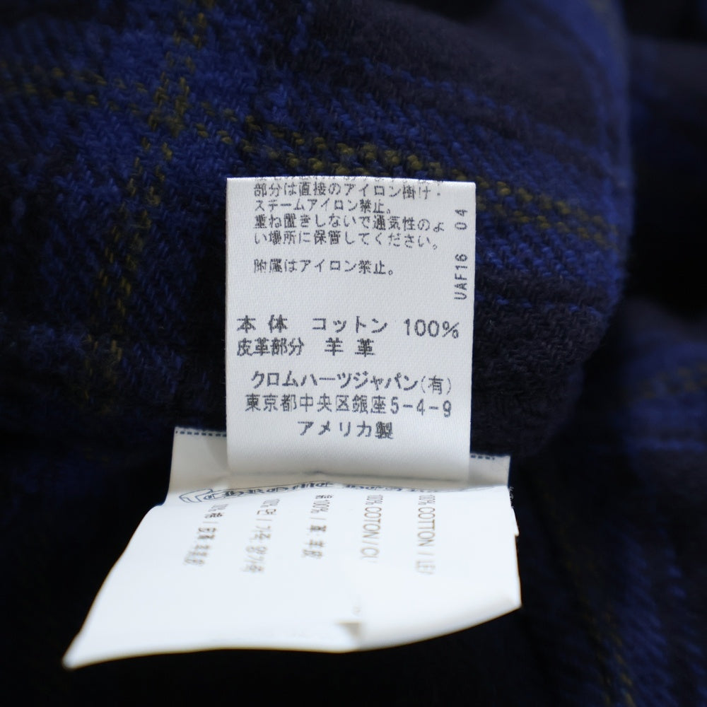 CHROME HEARTS(クロムハーツ) LOOSE END ルーズエンド 袖クロスパッチ付きチェック長袖シャツ ブルー