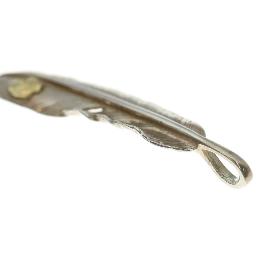 goro's(ゴローズ) 【現行】メタル付き特大フェザー 左向き ペンダントトップ シルバー/ゴールド