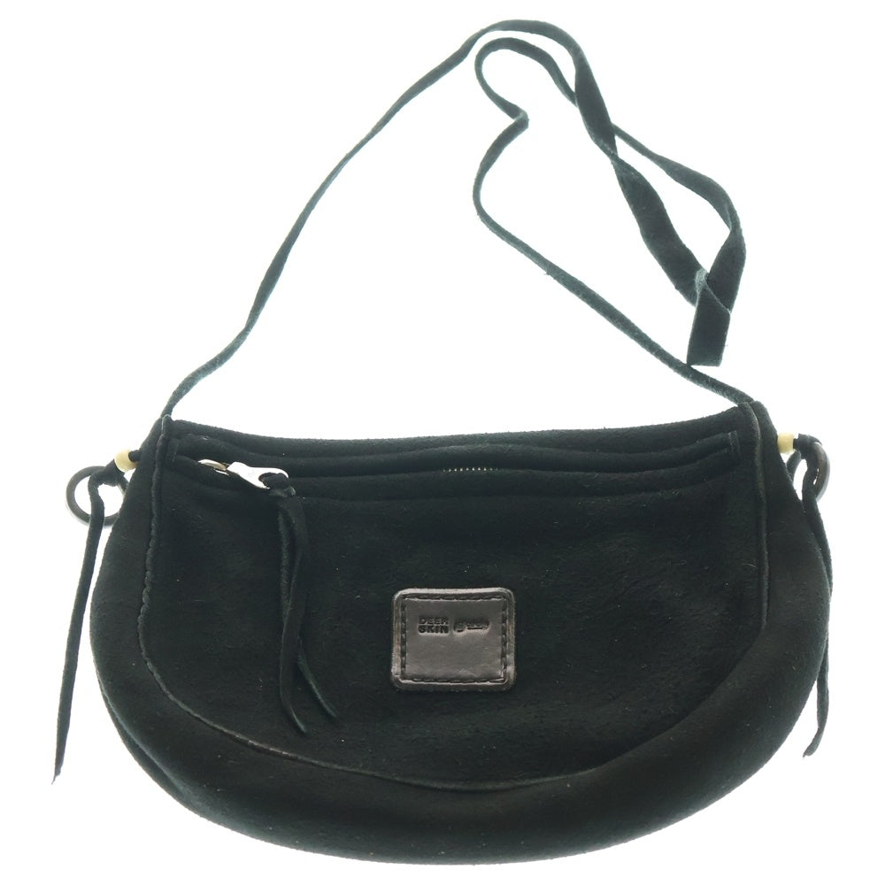 goro's(ゴローズ) 金メタル付きフラワーコンチョ ディアスキンショルダーバッグ S ブラック 小ポーチ付き