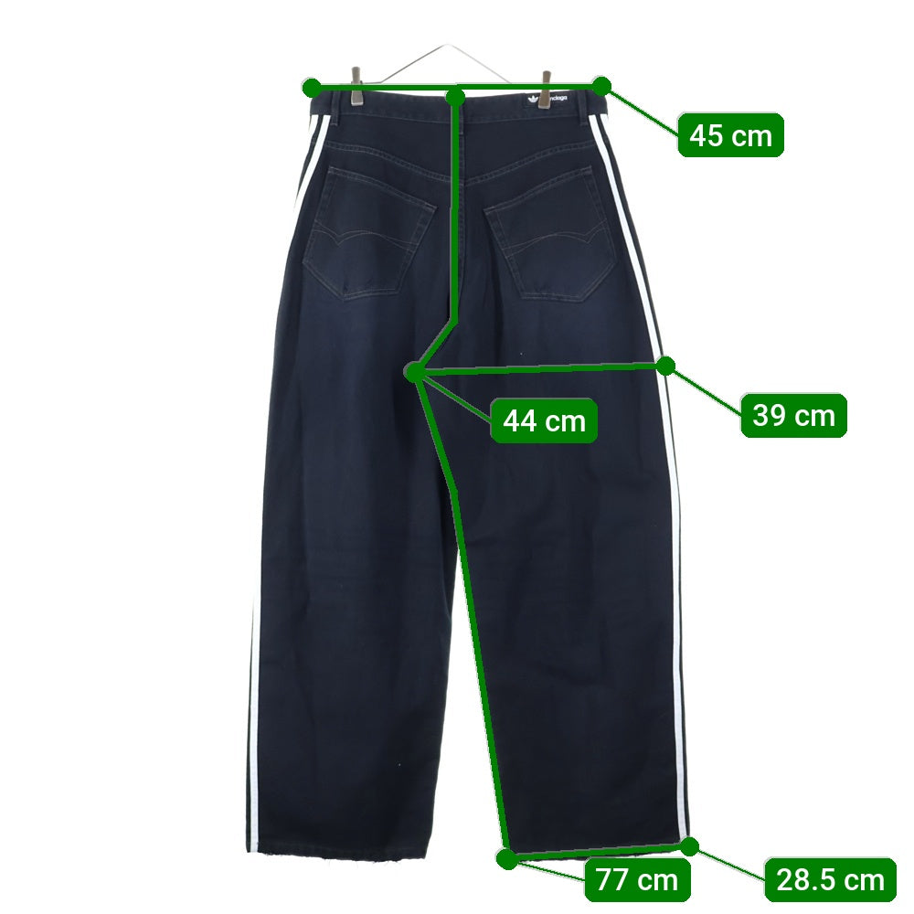 BALENCIAGA(バレンシアガ) 23SS×ADIDAS LARGE BAGGY PANTS アディダス サイドラインラージバギーデニムパンツ 724778 TNW54 ブラック