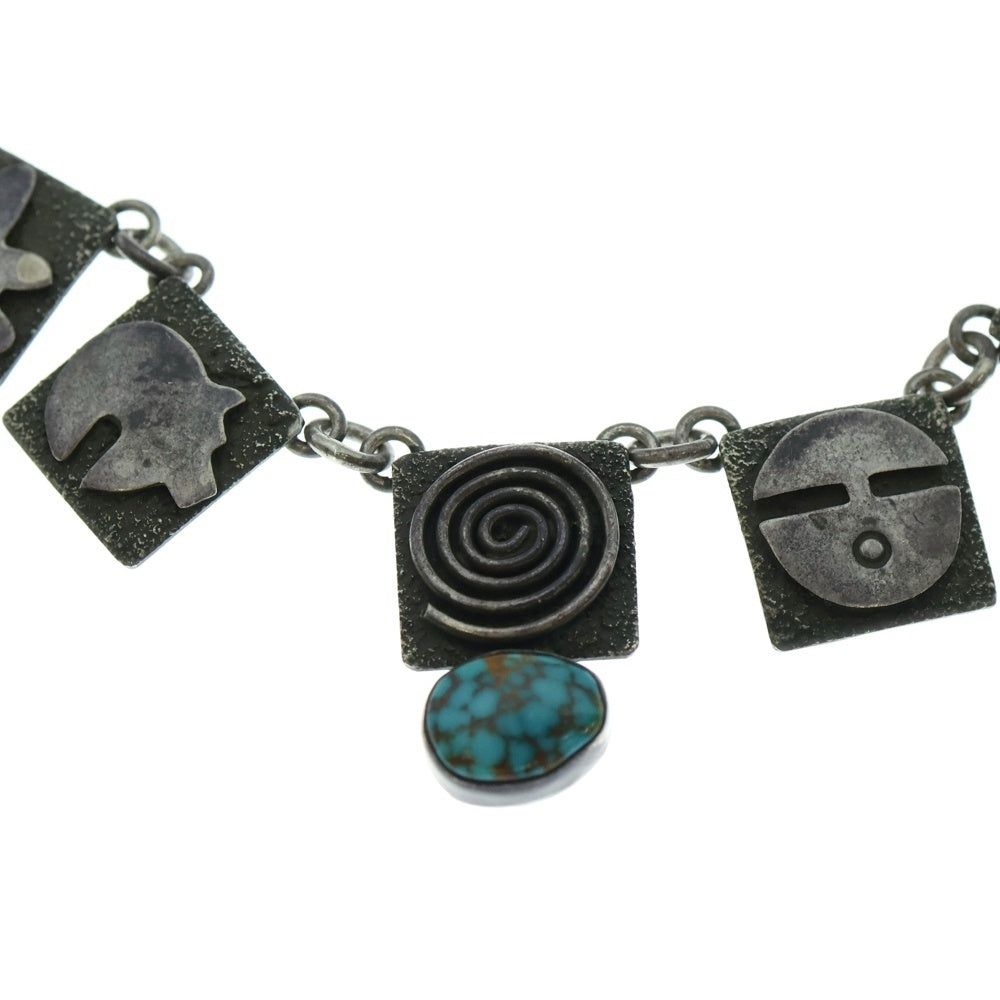 INDIAN JEWELRY(インディアンジュエリー) ズニ族 Alex Sanchez作 マルチモチーフ ターコイズ付き ネックレス