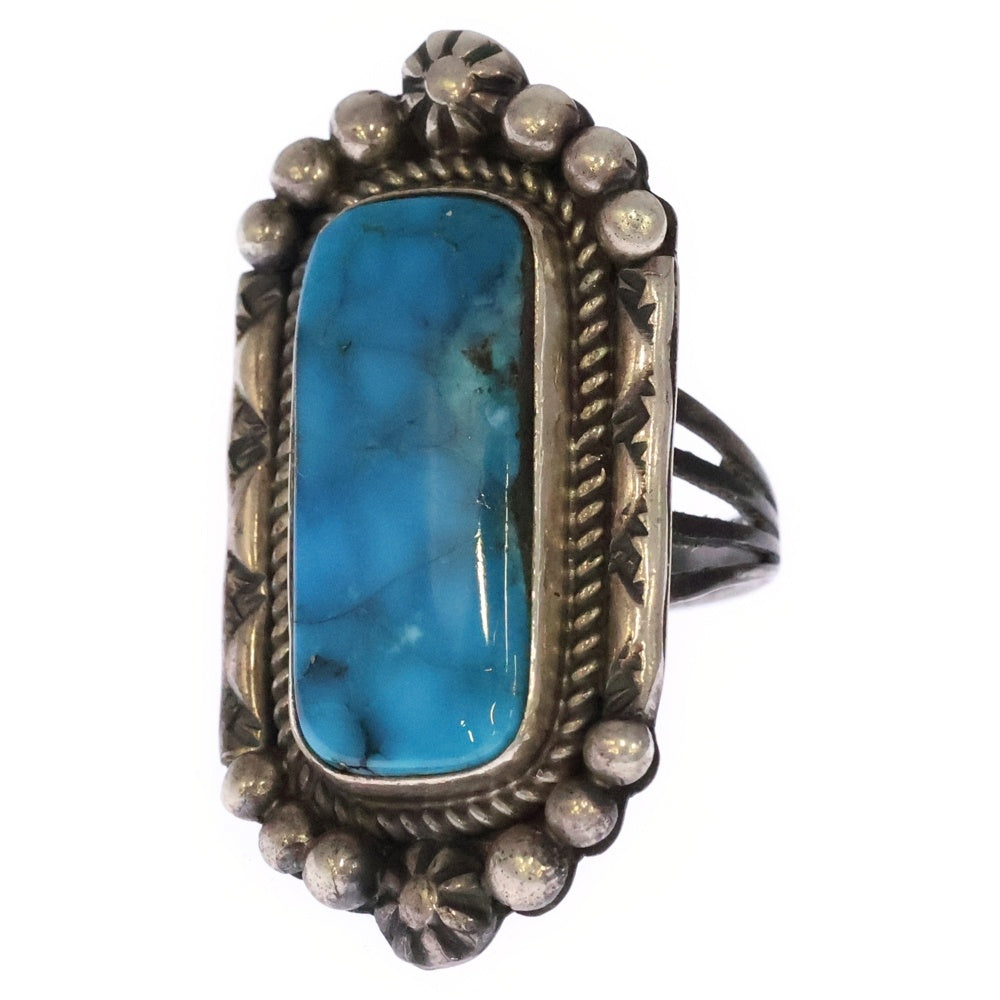 INDIAN JEWELRY(インディアンジュエリー) ナバホ族 R.P作 ターコイズ付きリング シルバー