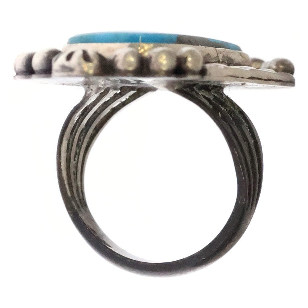 INDIAN JEWELRY(インディアンジュエリー) ナバホ族 R.P作 ターコイズ付きリング シルバー