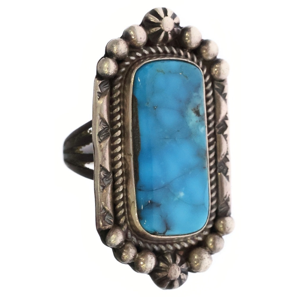 INDIAN JEWELRY(インディアンジュエリー) ナバホ族 R.P作 ターコイズ付きリング シルバー