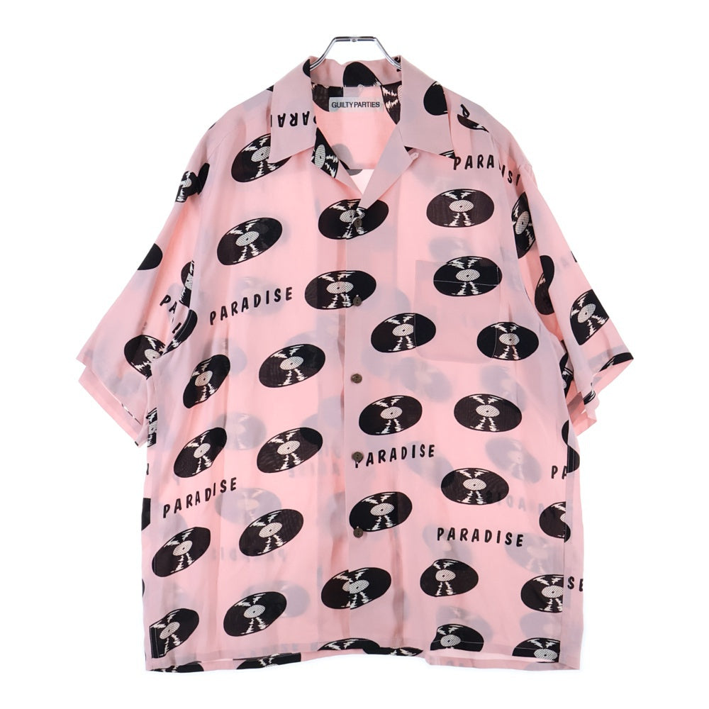 WACKO MARIA(ワコマリア) 24SS RECORDS HAWAIIAN SHIRT ハワイアン レコード柄アロハ半袖シャツ 24SS-WMS-HI04 ピンク