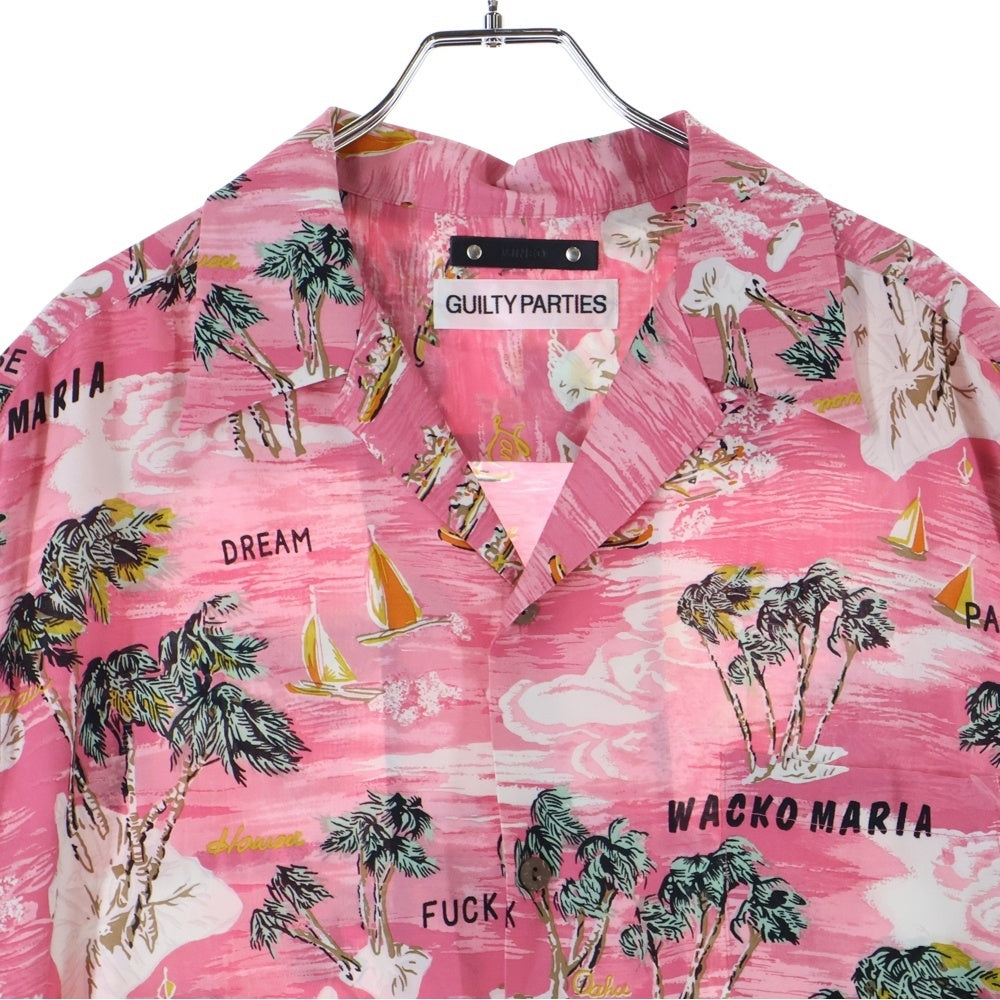 WACKO MARIA(ワコマリア) 24SS×MINEDENIM HAWAIIAN SHIRT マインデニム ハワイアン総柄アロハ半袖シャツ 24MND-WM001 ピンク