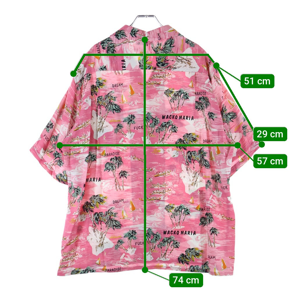 WACKO MARIA(ワコマリア) 24SS×MINEDENIM HAWAIIAN SHIRT マインデニム ハワイアン総柄アロハ半袖シャツ 24MND-WM001 ピンク