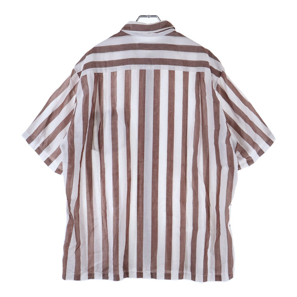 WACKO MARIA(ワコマリア) 23SS STRIPED OPEN COLLAR SHIRT TYPE-1 ストライプオープンカラー半袖シャツ 23SS-WMS-OC01 ホワイト/ブラウン
