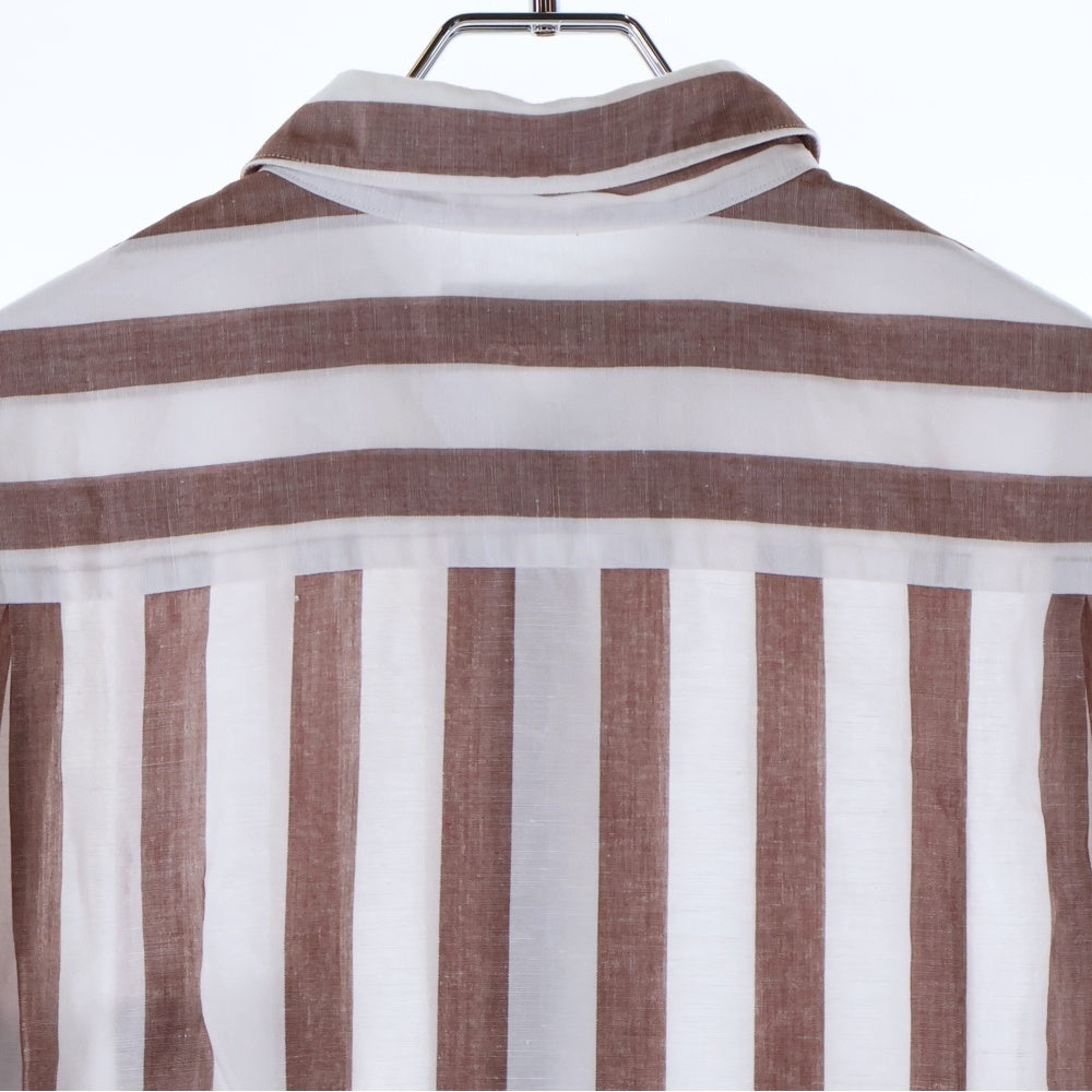 WACKO MARIA(ワコマリア) 23SS STRIPED OPEN COLLAR SHIRT TYPE-1 ストライプオープンカラー半袖シャツ 23SS-WMS-OC01 ホワイト/ブラウン