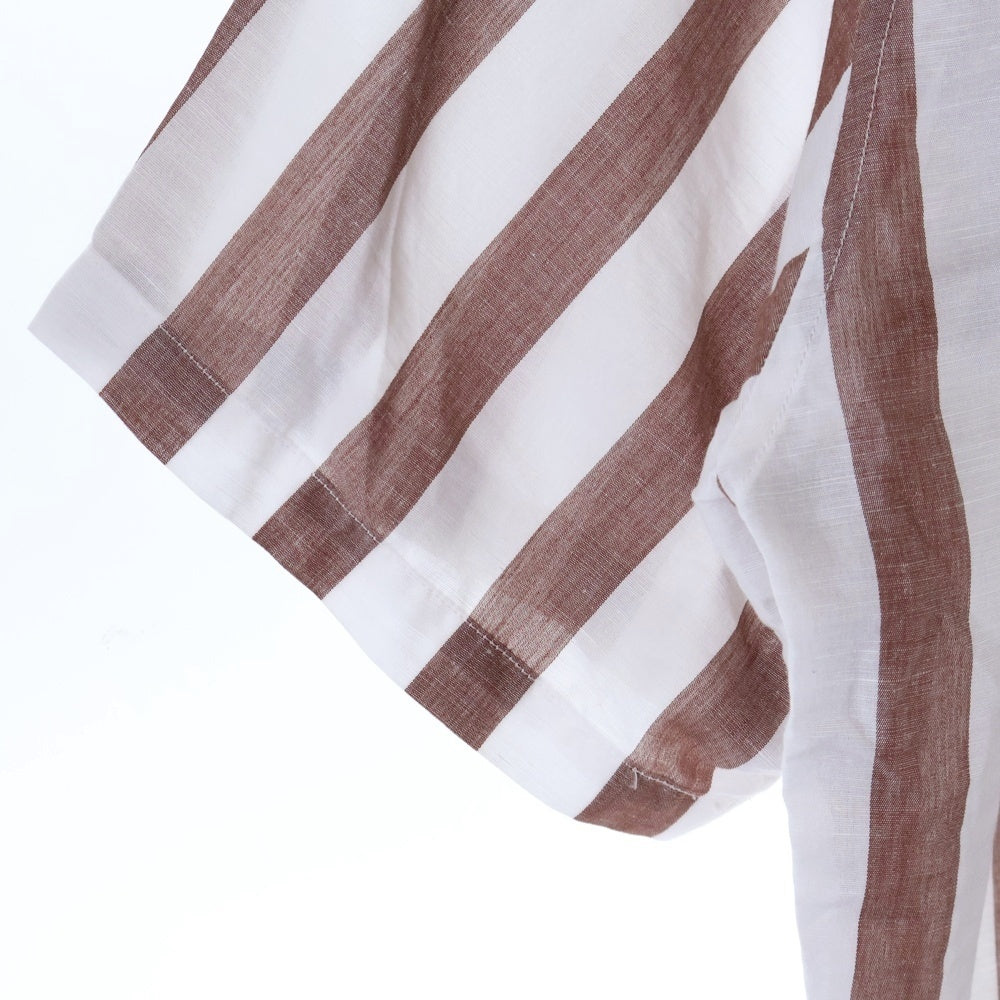 WACKO MARIA(ワコマリア) 23SS STRIPED OPEN COLLAR SHIRT TYPE-1 ストライプオープンカラー半袖シャツ 23SS-WMS-OC01 ホワイト/ブラウン