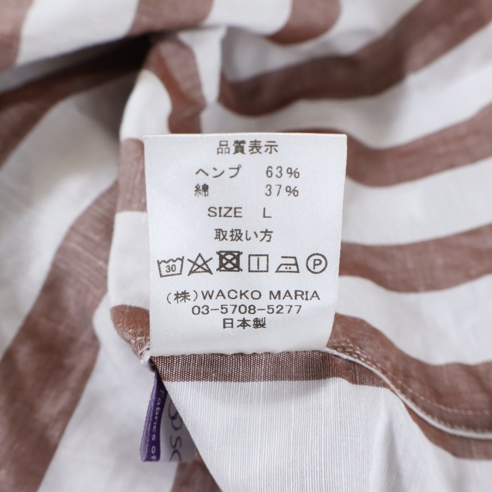 WACKO MARIA(ワコマリア) 23SS STRIPED OPEN COLLAR SHIRT TYPE-1 ストライプオープンカラー半袖シャツ 23SS-WMS-OC01 ホワイト/ブラウン