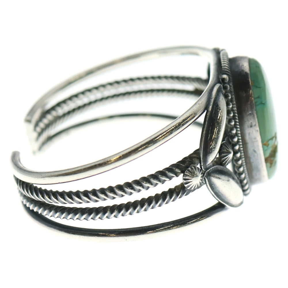 INDIAN JEWELRY(インディアンジュエリー) ナバホ族 ターコイズ付き ワイヤーバングル シルバー