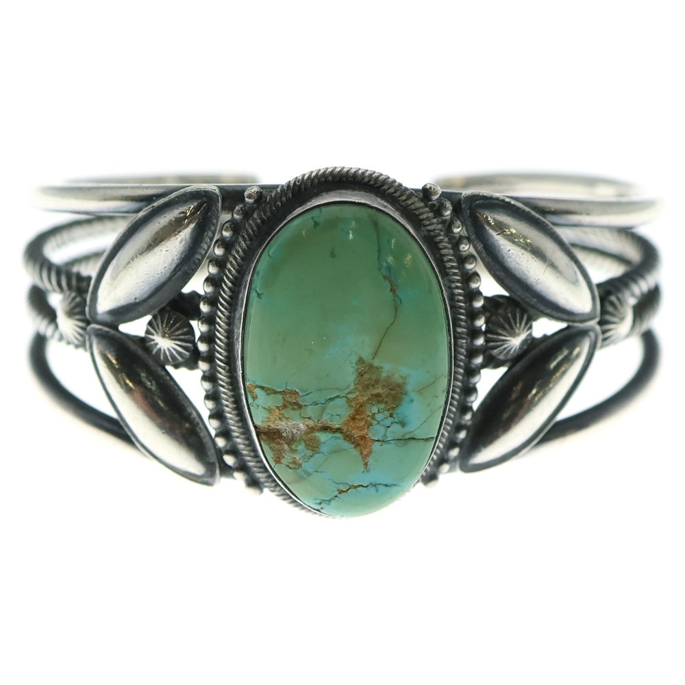 INDIAN JEWELRY(インディアンジュエリー) ナバホ族 ターコイズ付き ワイヤーバングル シルバー