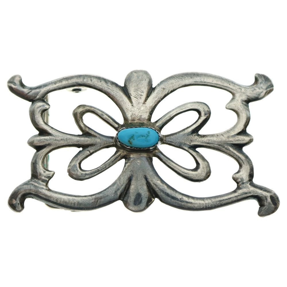 INDIAN JEWELRY(インディアンジュエリー) ナバホ族 ターコイズ付き サンドキャストバックル シルバー