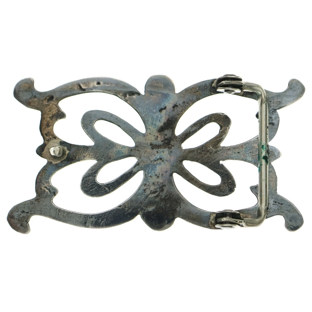 INDIAN JEWELRY(インディアンジュエリー) ナバホ族 ターコイズ付き サンドキャストバックル シルバー