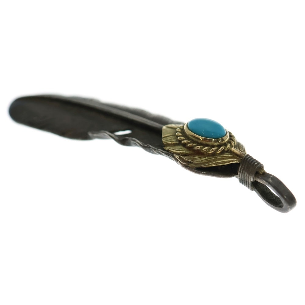 goro's(ゴローズ) 【オールド】上金金縄ターコイズ特大フェザー 左向き ペンダントトップ シルバー/ゴールド