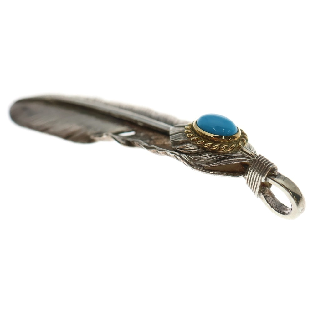 goro's(ゴローズ) 【現行】上銀金縄ターコイズ特大フェザー 左向き ペンダントトップ シルバー/ゴールド