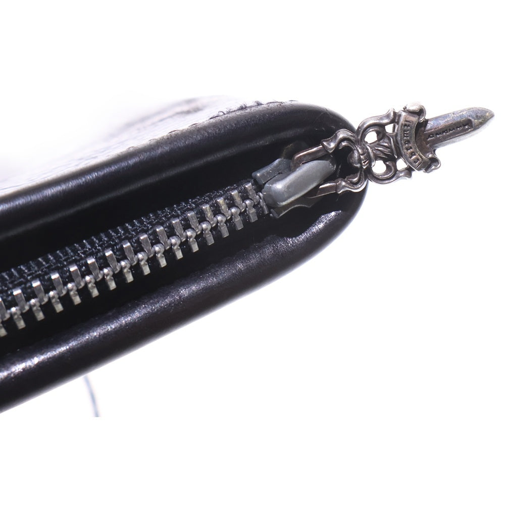 CHROME HEARTS(クロムハーツ) OLD コノリーレザー ダガージップショルダーバッグ 革紐付きミニウォレット 財布 ブラック