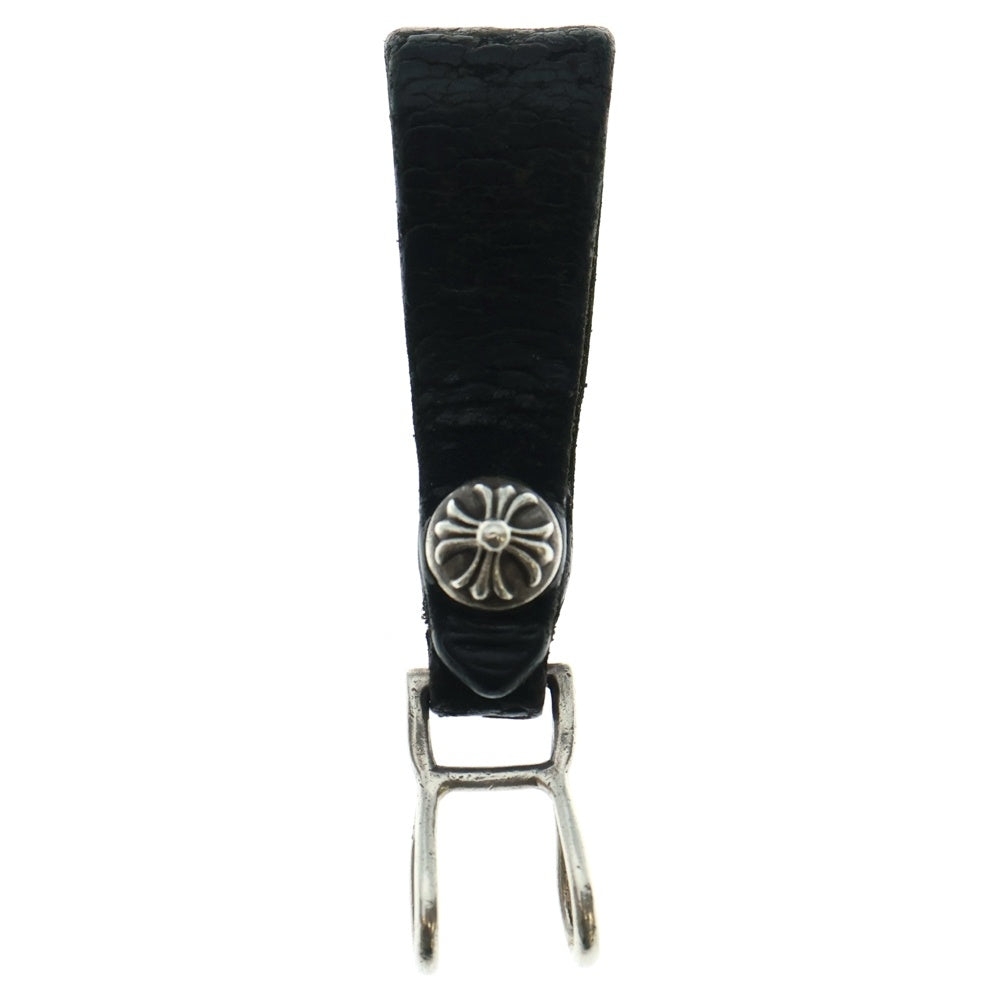 CHROME HEARTS(クロムハーツ) BELT LOOP クロスボールボタンレザーベルトループ シルバー/ブラック BCA397