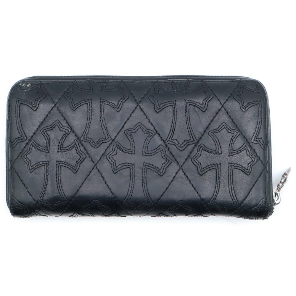CHROME HEARTS(クロムハーツ) REC F ZIP QUILTED セメタリー クロスキルティング レザーウォレット 財布 ブラック