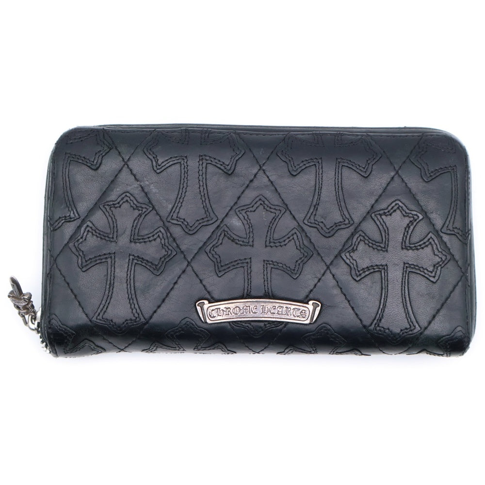 CHROME HEARTS(クロムハーツ) REC F ZIP QUILTED セメタリー クロスキルティング レザーウォレット 財布 ブラック