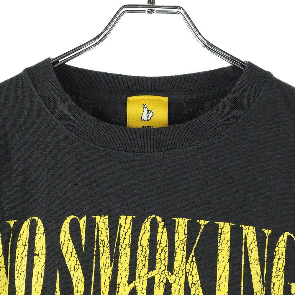 FR2(エフアールツー) NO SMOKING ラヴィットプリント ロングTシャツ ブラック