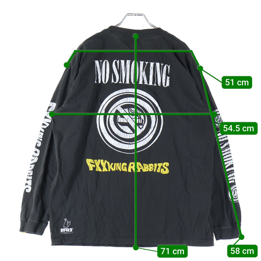 FR2(エフアールツー) NO SMOKING ラヴィットプリント ロングTシャツ ブラック