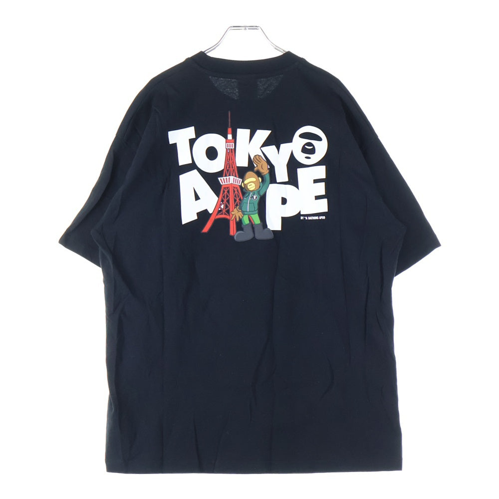 A BATHING APE(アベイシングエイプ) JAPAN EXCLUSIVE ラフォーレ原宿限定 ロゴプリント 半袖Tシャツ ブラック AAPTEM1763XXO