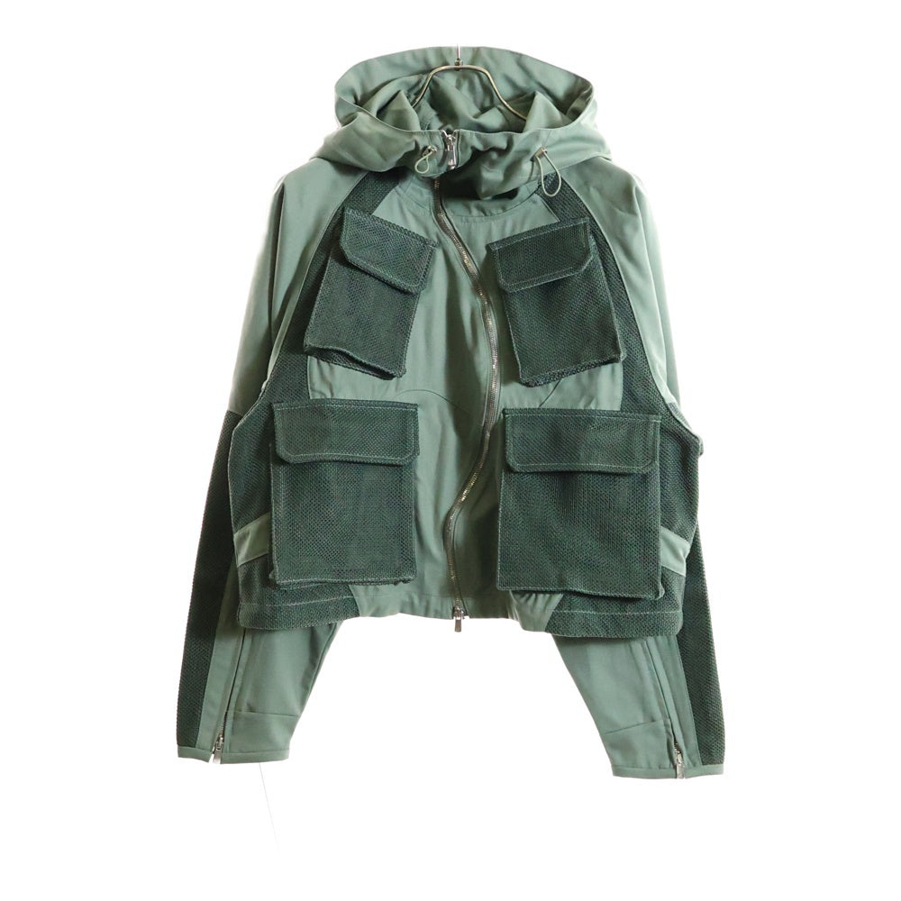 FFFPOSTALSERVICE(トリプルエフポスタルサービス) 25AW Waffle Knit Liner Hoodie ワッフルニットライナーフーディージャケット FFFPSFW2532 グリーン