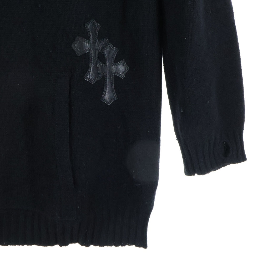 CHROME HEARTS(クロムハーツ) Y NOT クロスパッチ付きカシミアニットロングパーカー ブラック