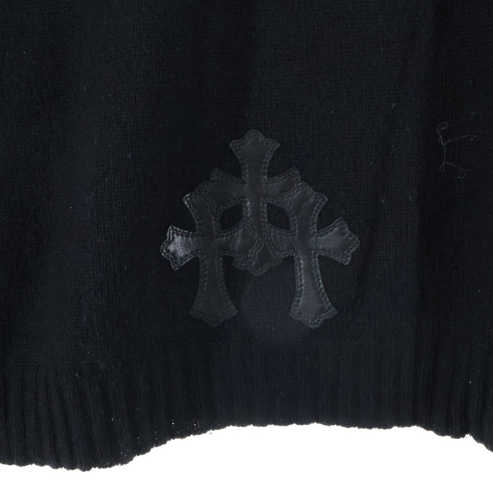 CHROME HEARTS(クロムハーツ) Y NOT クロスパッチ付きカシミアニットロングパーカー ブラック