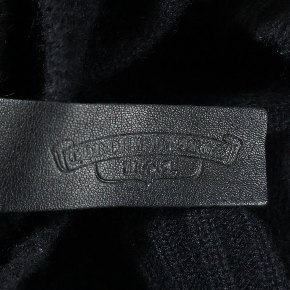 CHROME HEARTS(クロムハーツ) Y NOT クロスパッチ付きカシミアニットロングパーカー ブラック