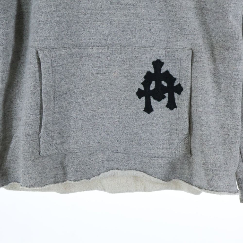 CHROME HEARTS(クロムハーツ) Y NOT 3セメタリークロスパッチ付き カットオフプルオーバーフーディーパーカー グレー