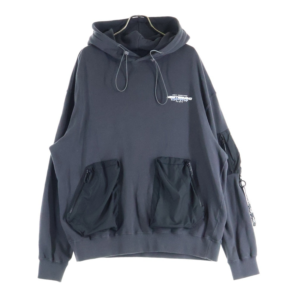 mastermind JAPAN(マスターマインドジャパン) ×C2H4 Skull Print Zip Pocket Hoodie スカルポケットプルオーバーフーディーパーカー グレー