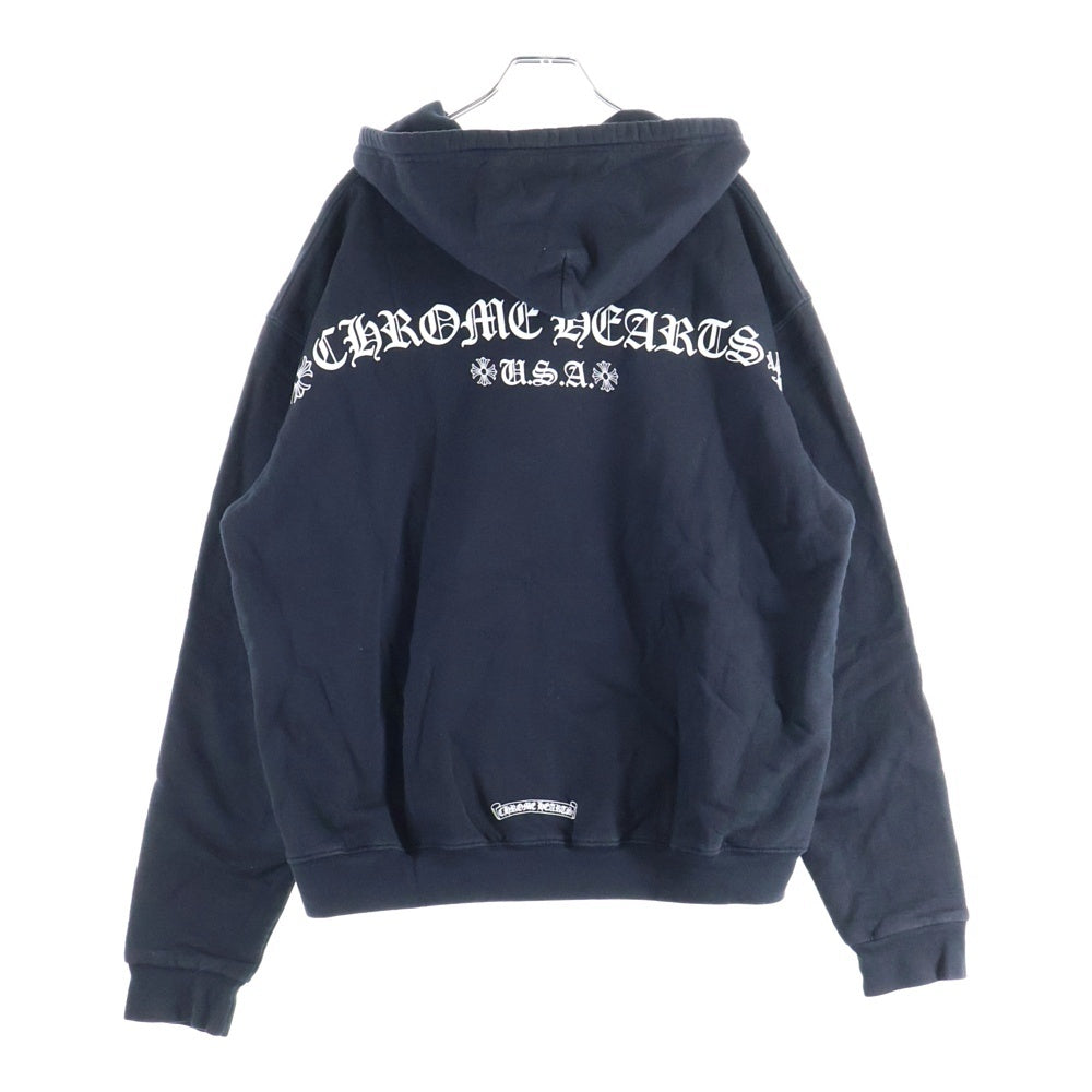 CHROME HEARTS(クロムハーツ) SWTSHRT HD ZIP Tバーアーチロゴプリント 裏地サーマルジップアップフーディーパーカー ブラック