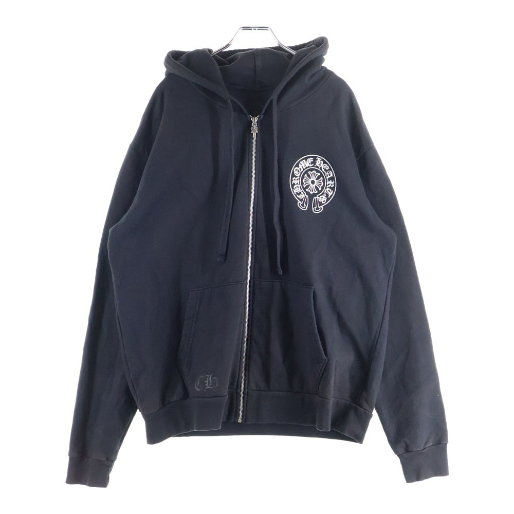 CHROME HEARTS(クロムハーツ) SWTSHRT HD ZIP ラスベガス限定バックホースシュープリントダガージップアップフーディーパーカー ブラック