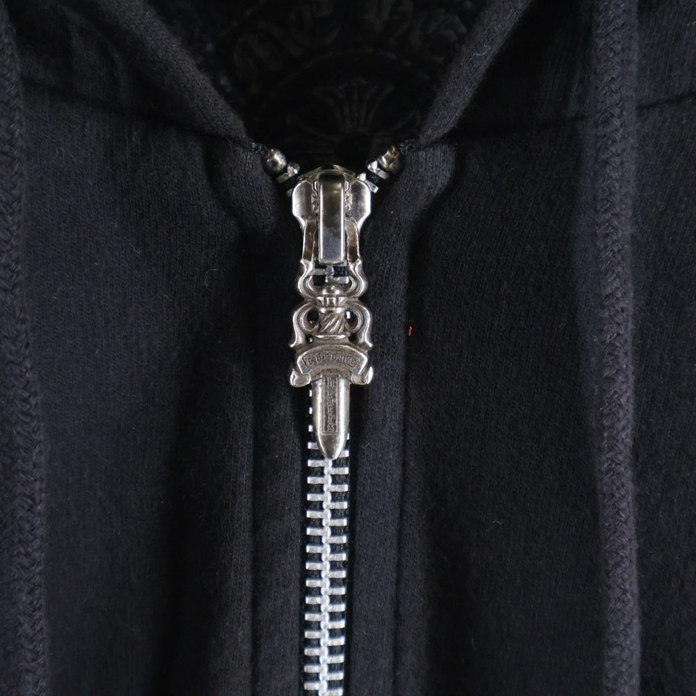 CHROME HEARTS(クロムハーツ) SWTSHRT HD ZIP ラスベガス限定バックホースシュープリントダガージップアップフーディーパーカー ブラック