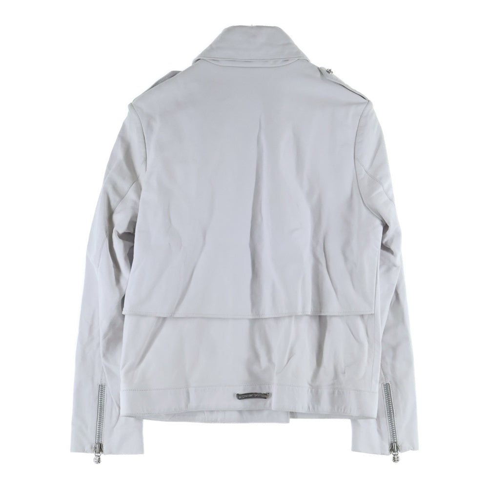 CHROME HEARTS(クロムハーツ) ダガージップ シープスキンダブルライダースジャケット ホワイト レディース