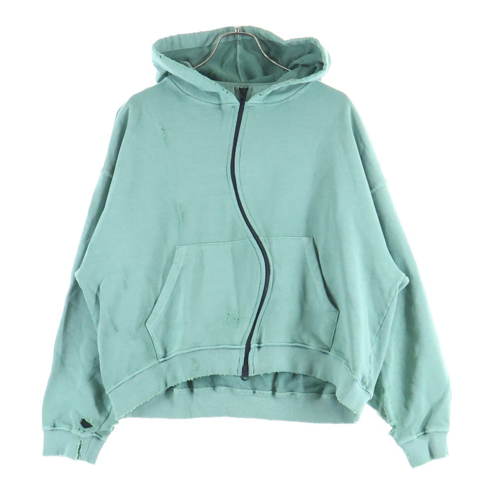 FFFPOSTALSERVICE(トリプルエフポスタルサービス) 25SS Curved Zip-Up Hoodie カーブジップアップフーディーパーカー グリーン