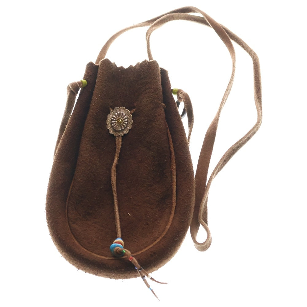 goro's ゴローズ シルバーコンチョ付 巾着ポーチ M goro's(ゴローズ) K18付きフラワーコンチョ付きマチ付き巾着ポーチ L