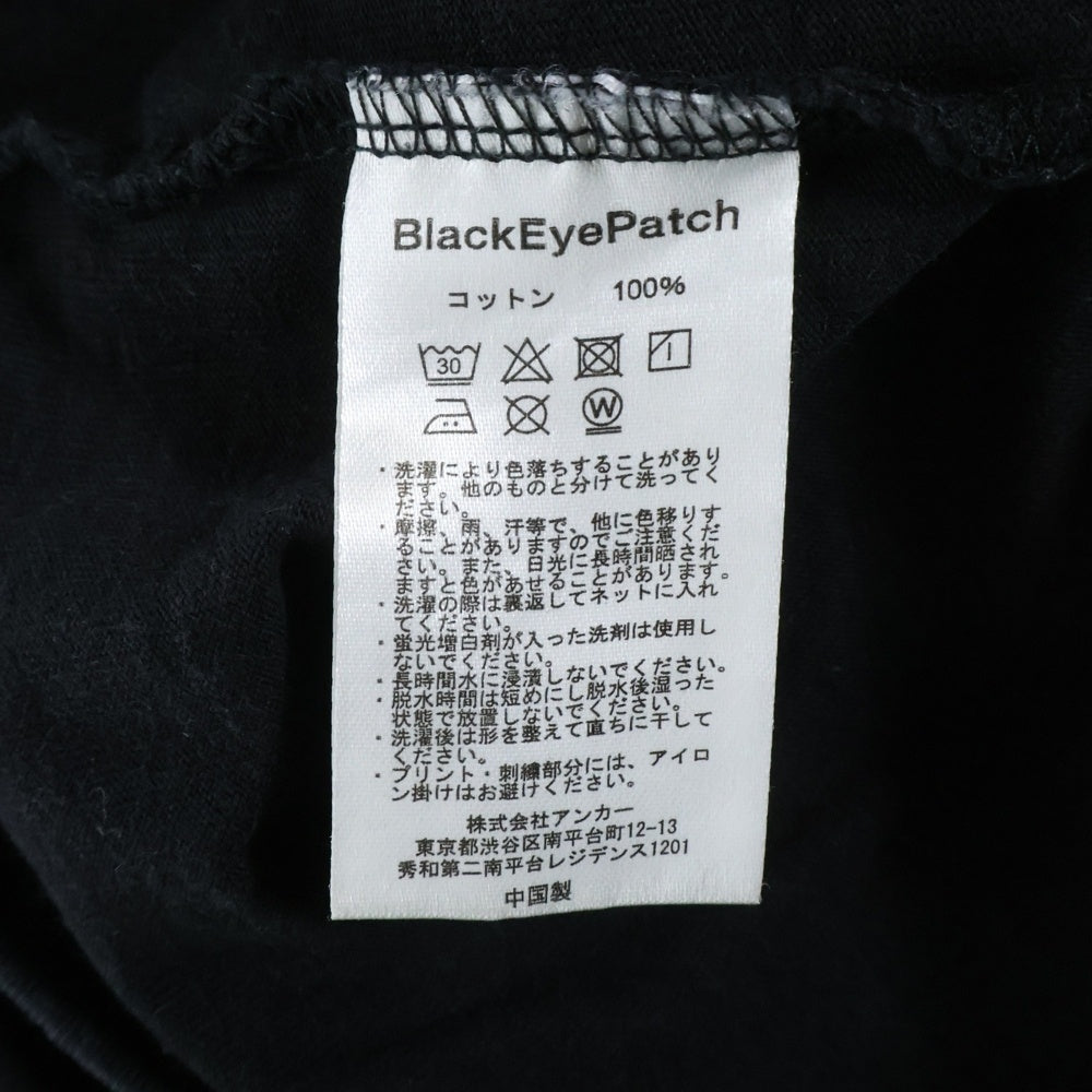 THE BLACK EYE PATCH(ブラックアイパッチ) Danger Hot Label プリント 半袖Tシャツ ブラック