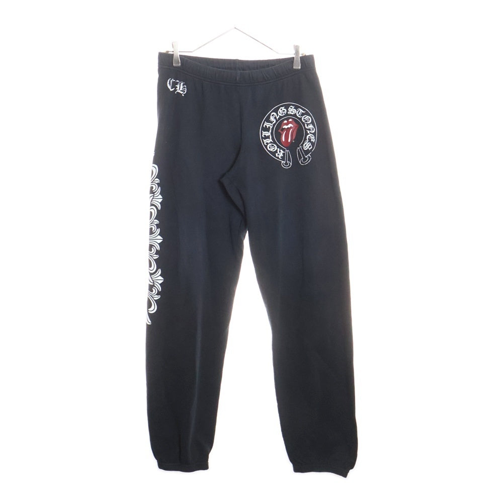 CHROME HEARTS(クロムハーツ) ×The Rolling Stones Lip And Tongue ザローリングストーンズ リップアンドタン フローラルプリントスウェットパンツ ブラック