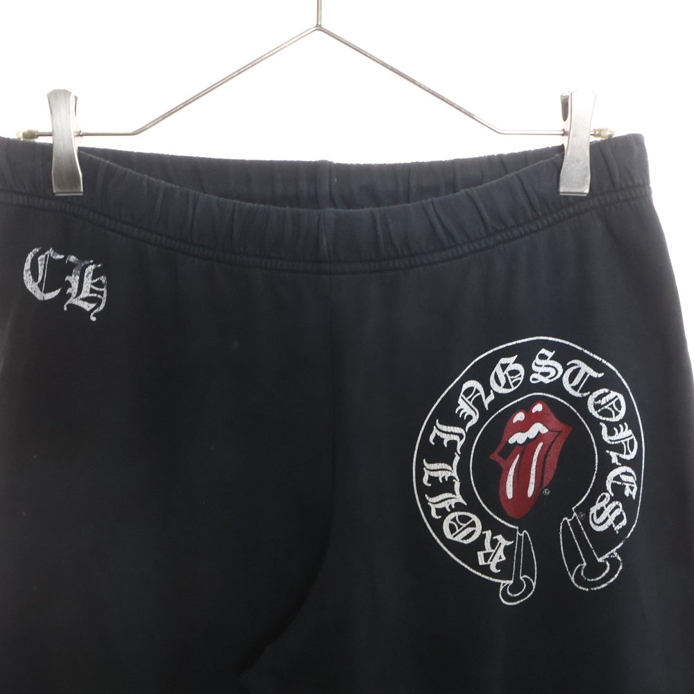 CHROME HEARTS(クロムハーツ) ×The Rolling Stones Lip And Tongue ザローリングストーンズ リップアンドタン フローラルプリントスウェットパンツ ブラック