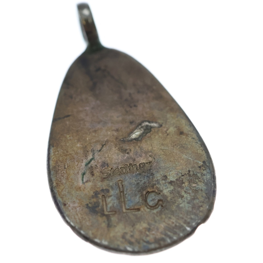 INDIAN JEWELRY(インディアンジュエリー) ズニ族 LLC刻印 インレイ ペンダントトップ シルバー レディース