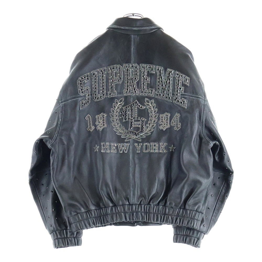 SUPREME(シュプリーム) 24SS Gem Studded Leather Jacket ジェムスタッズレザージャケット ブラック